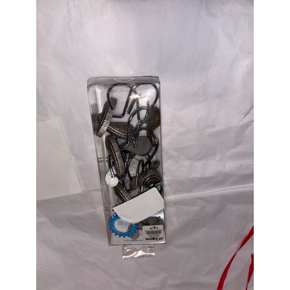 Decorative Shower Curtain Hooks Silver Paisley Design ct home Set of 12